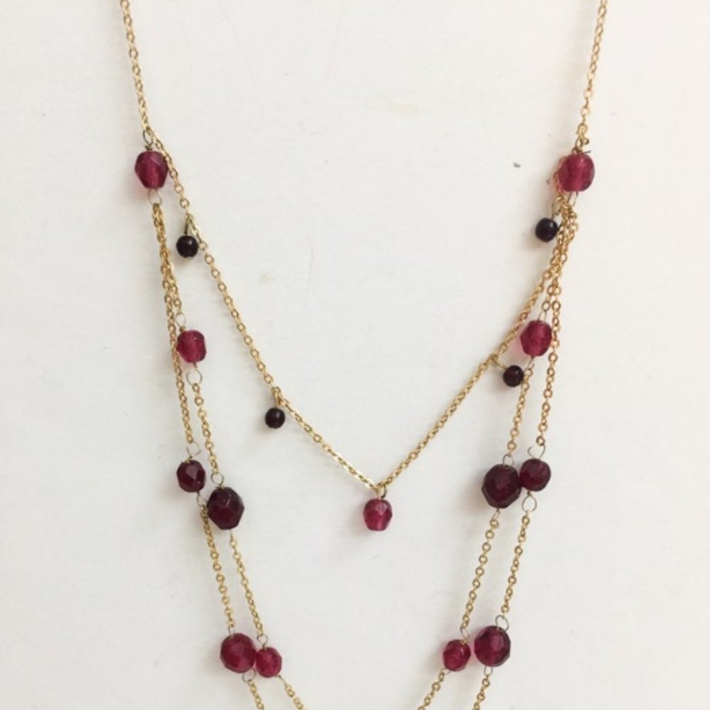 Express Necklace Tiered Layered Beads Gold Tone